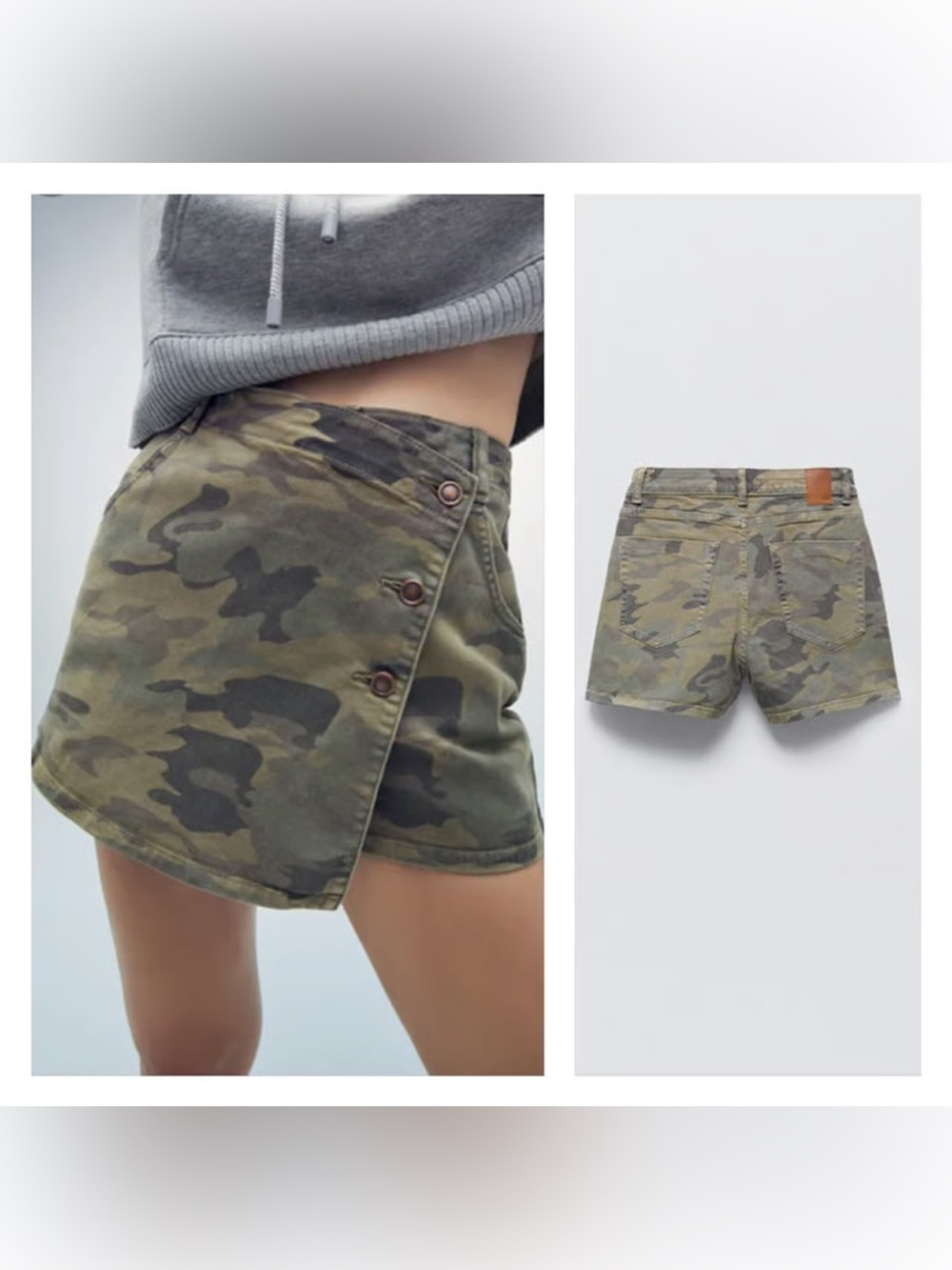 Zara Camo Asymmetrical Skort